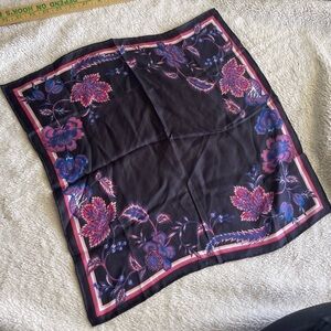 Rebecca Minkoff black blue pink floral silk scarf